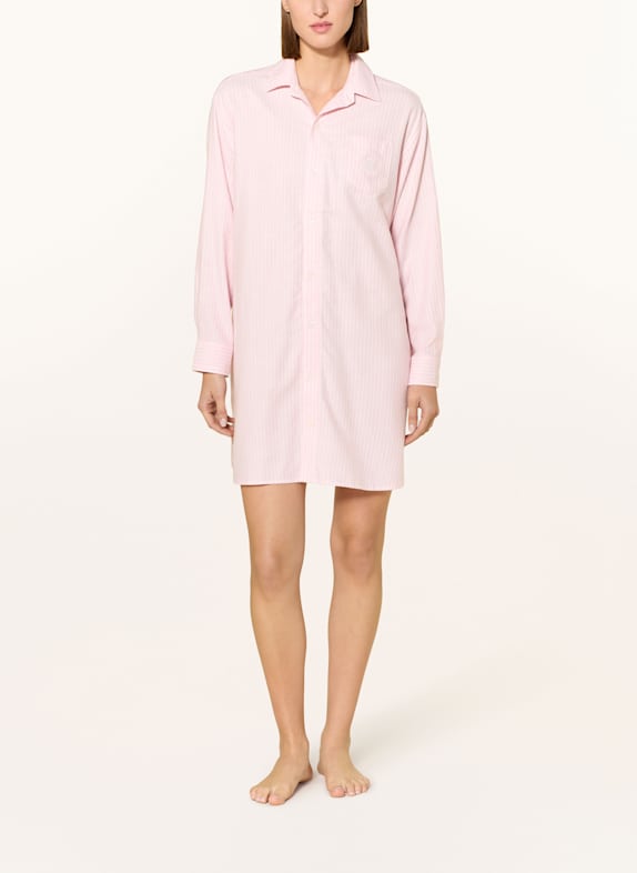 LAUREN RALPH LAUREN Nachthemd aus Flanell ROSA / WEISS