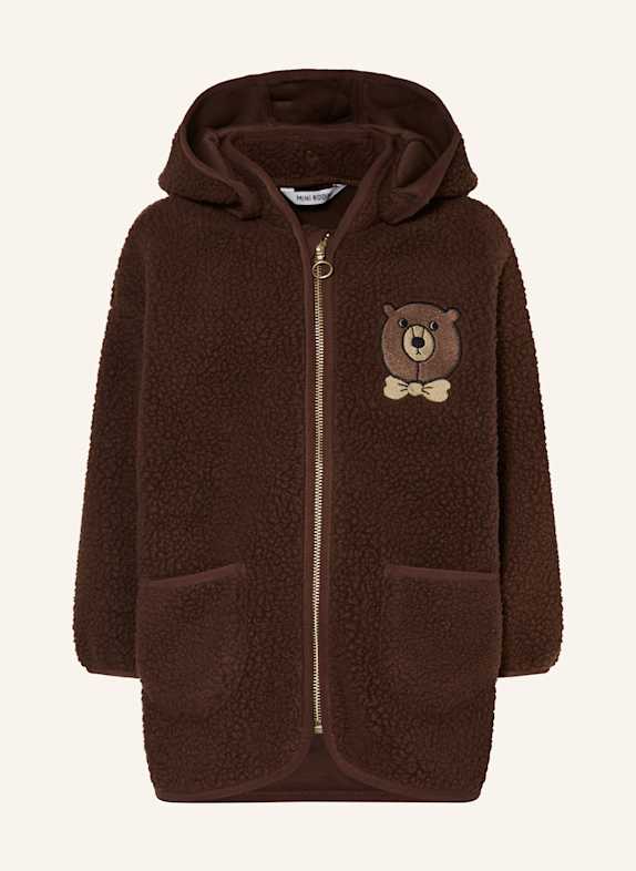 mini rodini Veste en fourrure synthétique avec capuche amovible MARRON