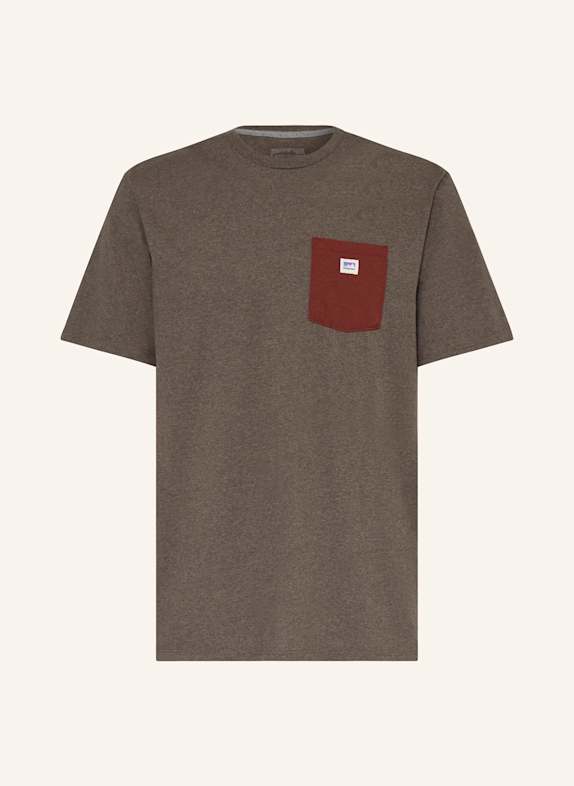 patagonia T-Shirt SHOP STICKER POCKET RESPONSIBILI-TEE® DUNKELBRAUN