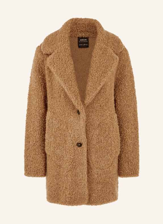 MARC CAIN Strickmantel aus Bouclé 625 warm sand