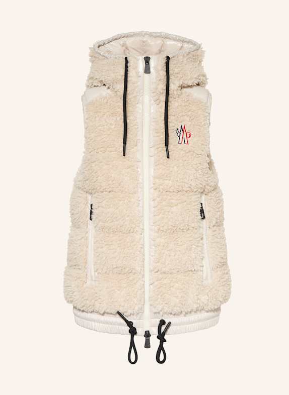 MONCLER GRENOBLE Teddyfell-Daunenweste CREME