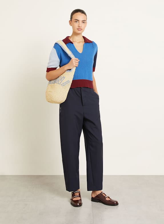 MARNI Strandtasche CREME / HELLBLAU