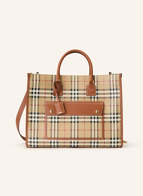 BURBERRY Schultertasche FREYA HELLBRAUN/ SCHWARZ/ ROT