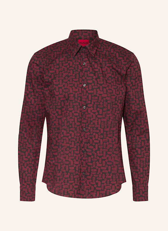 HUGO Hemd ERNO Casual Slim Fit DUNKELROT / DUNKELBRAUN