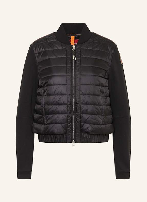 PARAJUMPERS LORETTA quilted jacket in mixed materials BLACK