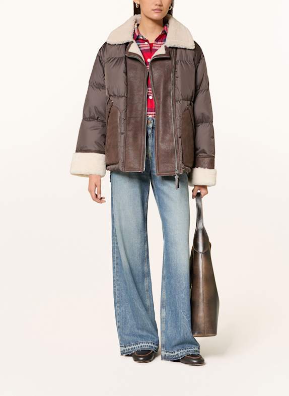 PARAJUMPERS Daunenjacke CHYNA im Materialmix DUNKELBRAUN