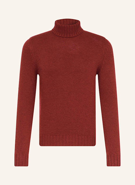 FEDELI Rollkragenpullover mit Cashmere COGNAC