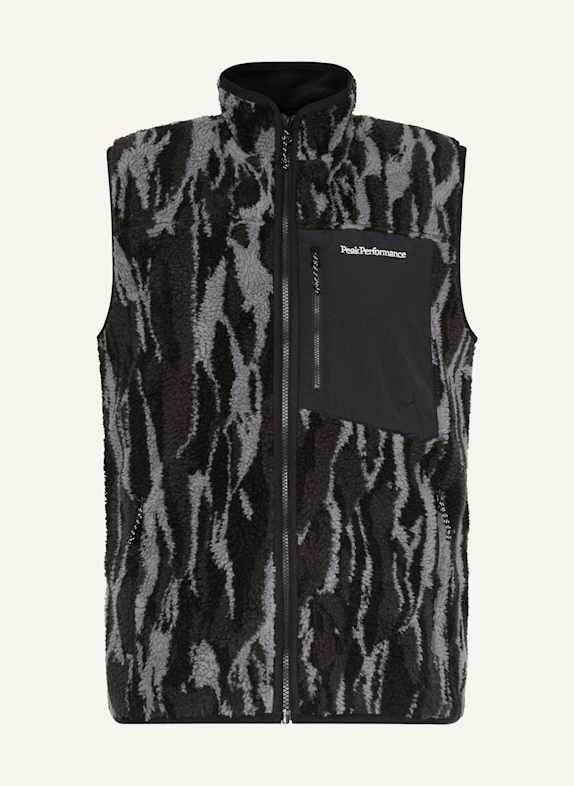 Peak Performance Teddyfell-Weste GRAPHIC PILE SCHWARZ / GRAU