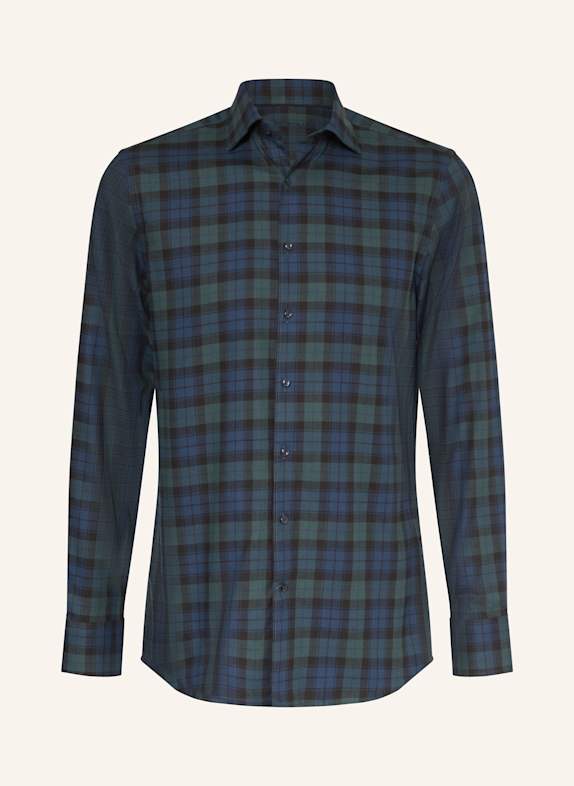 STROKESMAN'S Flanellhemd Regular Fit DUNKELGRÜN / DUNKELBLAU