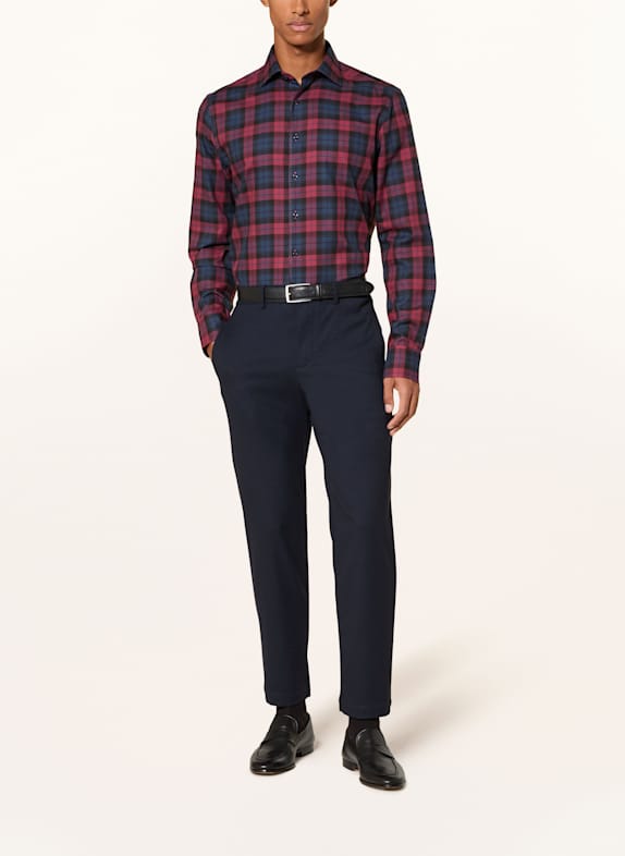 STROKESMAN'S Koszula flanelowa regular fit CIEMNOCZERWONY / NIEBIESKI