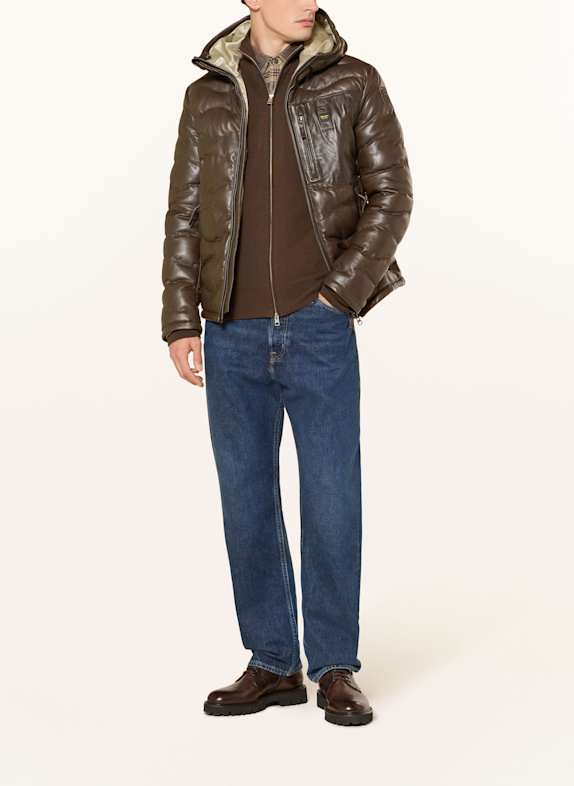 Blauer Lederjacke DROHAN BRAUN