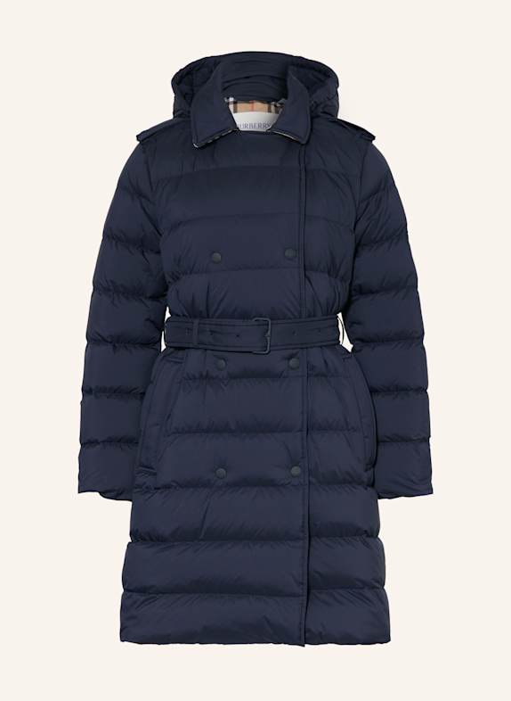 BURBERRY Płaszcz puchowy z odpinanym kapturem GRANATOWY