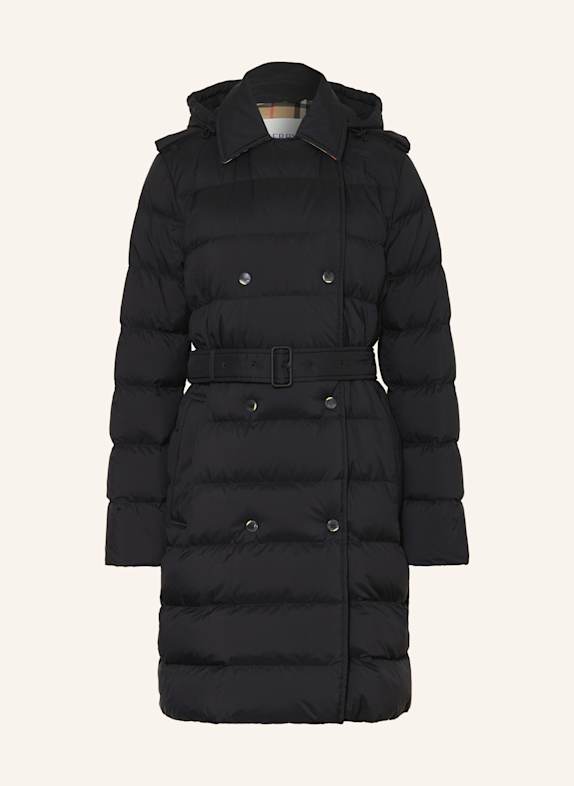 BURBERRY Płaszcz puchowy z odpinanym kapturem CZARNY