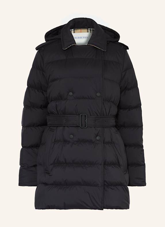 BURBERRY Płaszcz puchowy z odpinanym kapturem CZARNY
