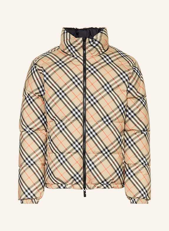 BURBERRY man burberry coats check print windbreaker jacket CAMEL/ DARK GRAY/ RED
