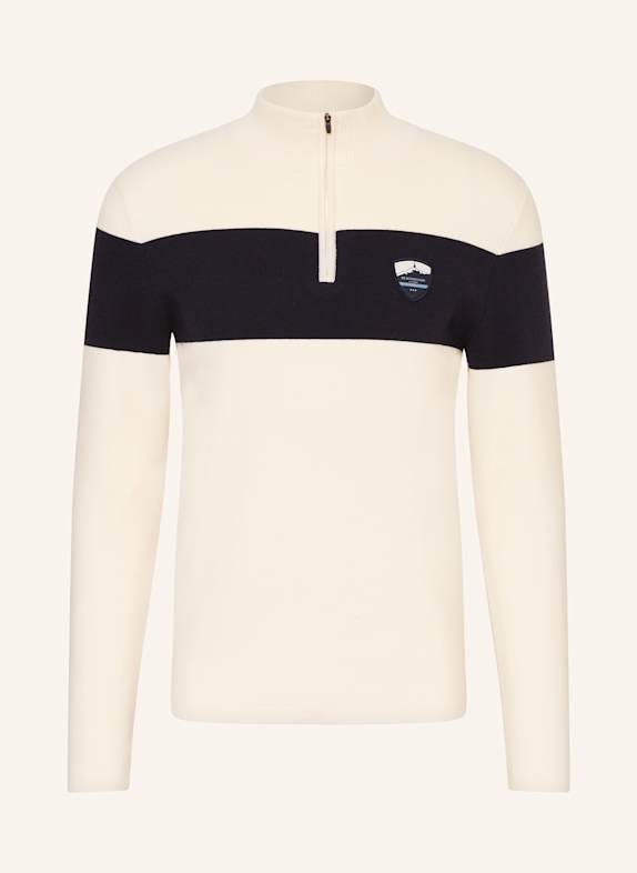 WE NORWEGIANS Troyer HOLMENKOLLEN mit Merinowolle WEISS/ DUNKELBLAU