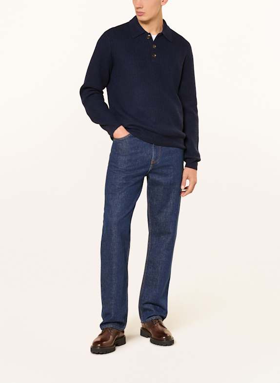 PAUL Gebreid poloshirt DONKERBLAUW