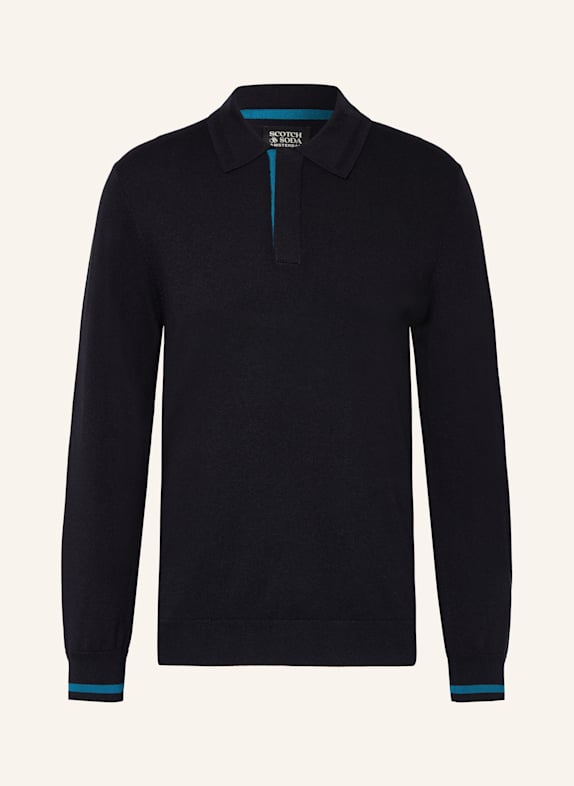 SCOTCH & SODA Strick-Poloshirt DUNKELGRAU