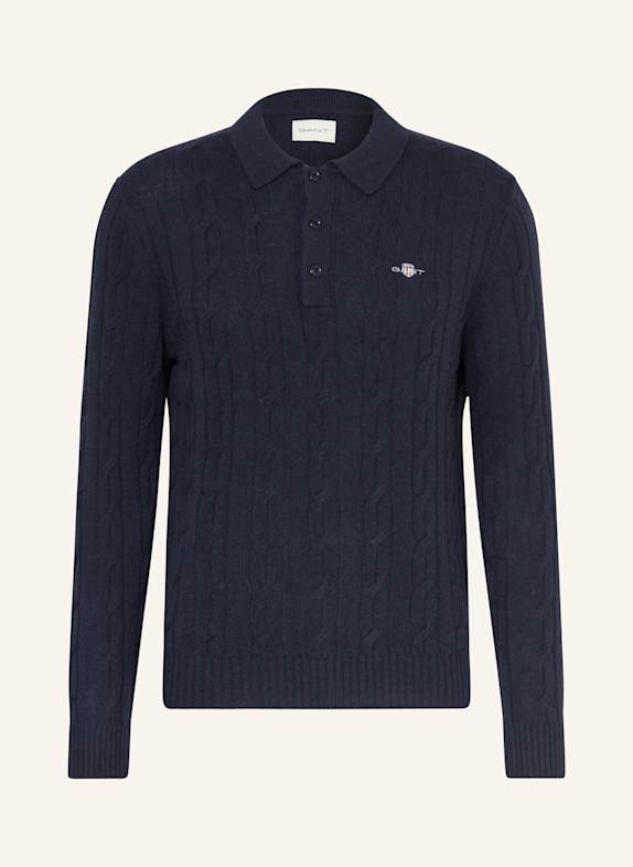 GANT Strick-Poloshirt DUNKELBLAU