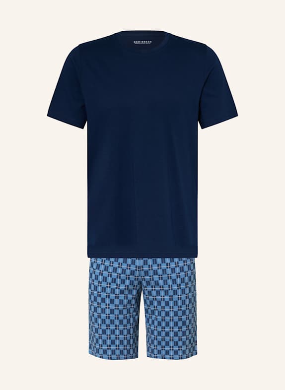 SCHIESSER Shorty-Schlafanzug CASUAL ESSENTIALS DUNKELBLAU / HELLBLAU