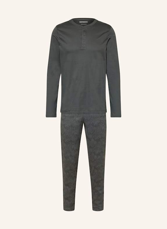 SCHIESSER Schlafanzug FINE INTERLOCK DUNKELGRÜN