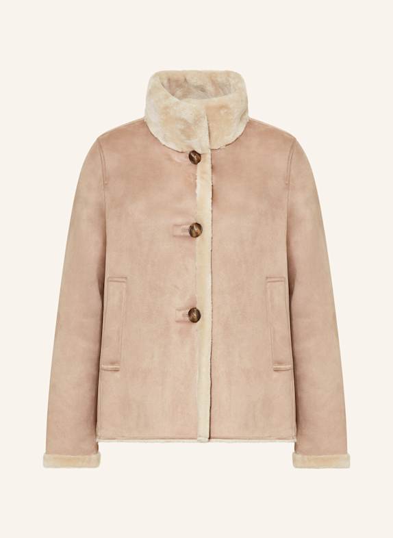 FUCHS SCHMITT Jacke in Lederoptik mit Kunstfell BEIGE