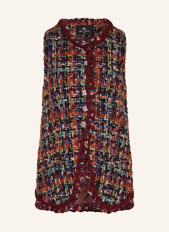 ETRO Kamizelka z tweedu z błyszczącą przędzą CIEMNOCZERWONY / POMARAŃCZOWY / NIEBIESKI