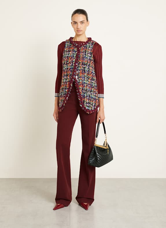 ETRO Tweed-Weste mit Glitzergarn DUNKELROT / ORANGE / BLAU