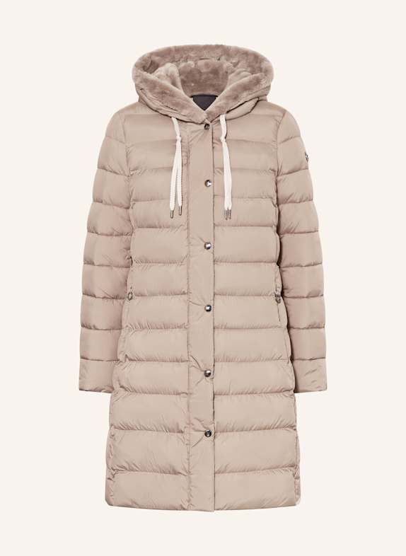 FUCHS SCHMITT Prošívaný kabát s umělou kožešinou BÉŽOVÁ