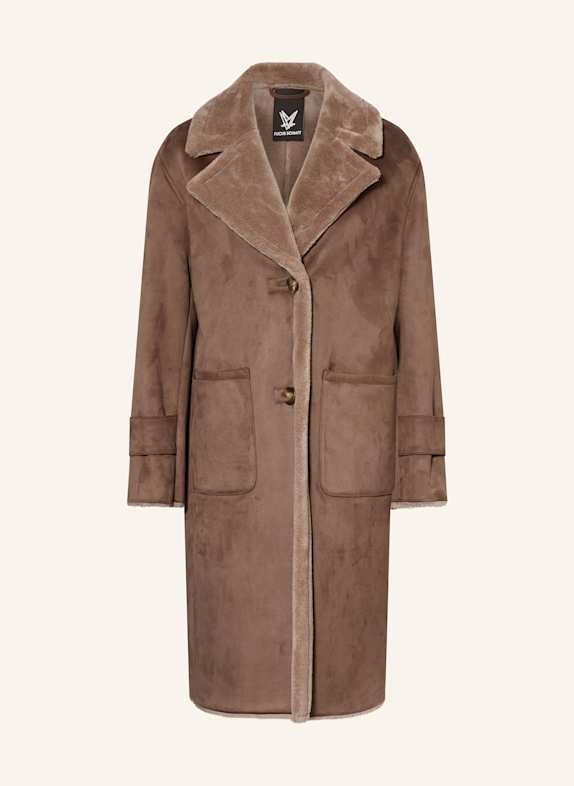 FUCHS SCHMITT Kabát z umělé kožešiny HNĚDÁ