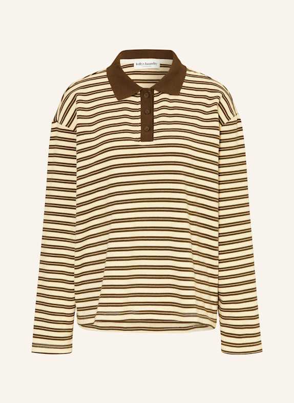 lollys laundry Jersey-Poloshirt MOBYLL DUNKELBRAUN / ECRU
