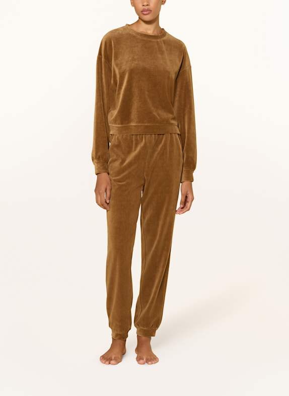 darling harbour Lounge-sweatshirt i velour KAMEL
