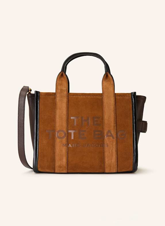 MARC JACOBS Shopper THE SUEDE SMALL TOTE BAG COGNAC/ DARK BROWN