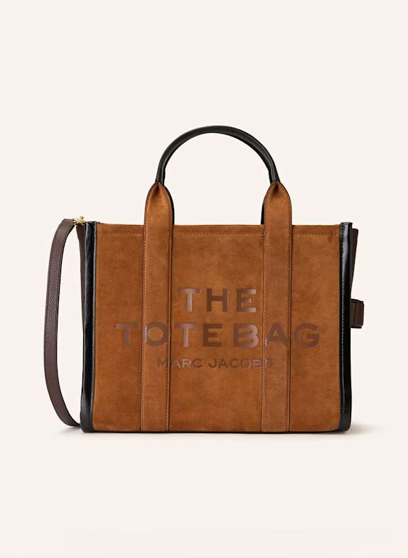 MARC JACOBS Shopper THE SUEDE MEDIUM TOTE BAG COGNAC/ DARK BROWN