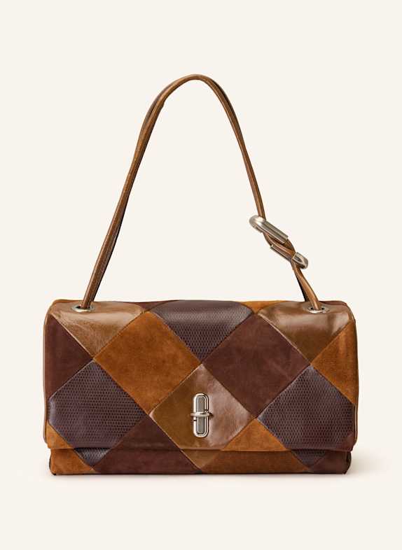 MARC JACOBS Torebka THE SUEDE PATCHWORK LARGE DUAL BAG BRĄZOWY/ CIEMNOBRĄZOWY/ JASNOBRĄZOWY