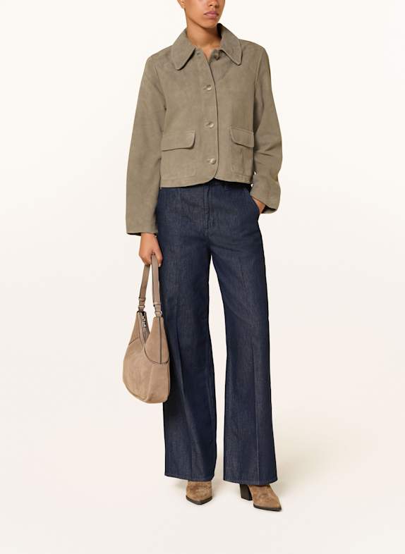 SELECTED Lederblazer KHAKI