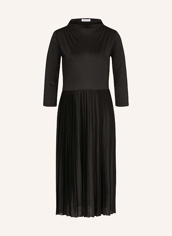 MORE & MORE Jerseykleid mit Plissees und 3/4-Arm SCHWARZ