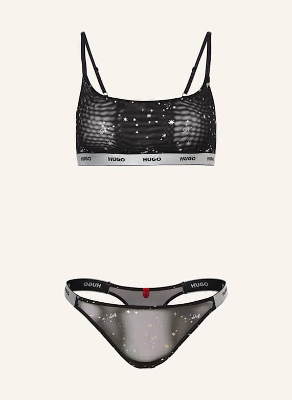 HUGO Set STARS: Bralette and thong BLACK/ GRAY