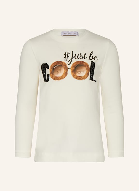 MONNALISA Longsleeve mit Schmucksteinen WEISS