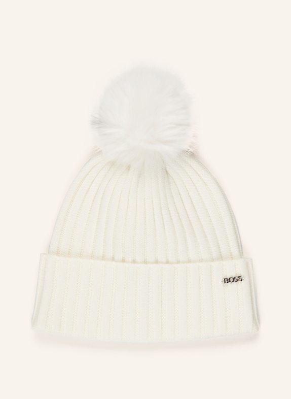 BOSS Mütze mit Kunstpelz ECRU