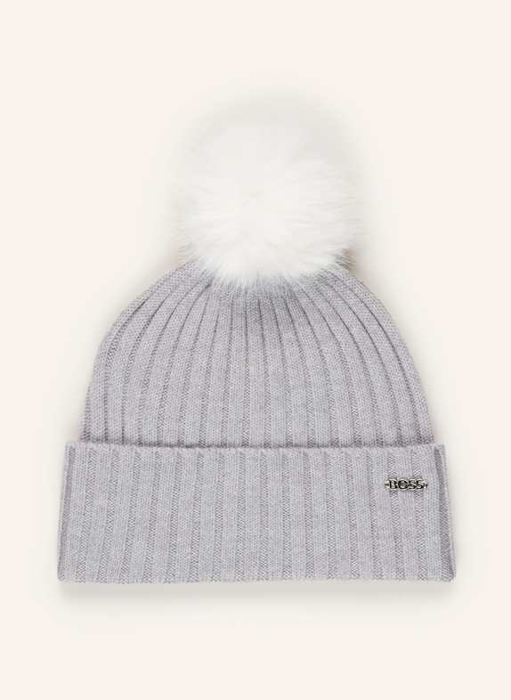 BOSS Mütze mit Kunstpelz HELLGRAU