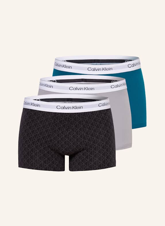 Calvin Klein 3er-Pack Boxershorts COTTON STRETCH PETROL / GRAU / SCHWARZ