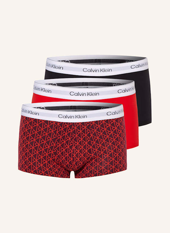 Calvin Klein 3er-Pack Boxershorts Low Rise SCHWARZ / ROT