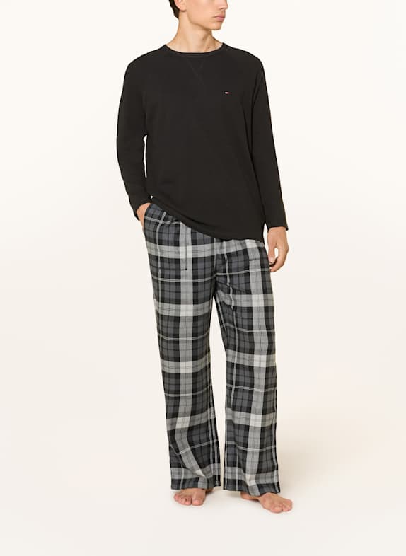 TOMMY HILFIGER pyjamasbyxor SVART / VIT / LJUSGRÅ