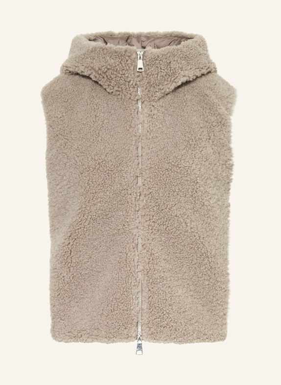 White Label Weste im Materialmix mit Kunstfell TAUPE