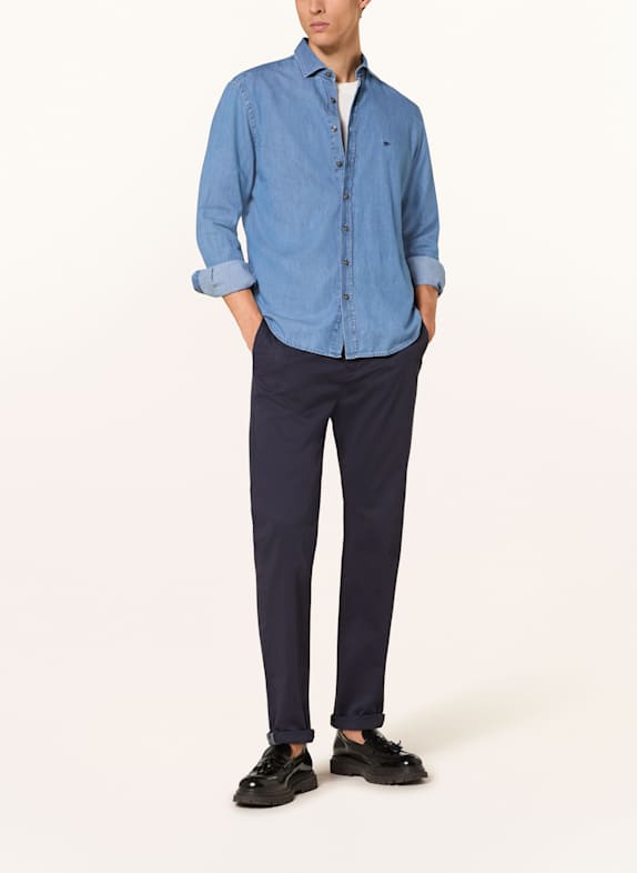 FYNCH-HATTON Overhemd met normale pasvorm in jeanslook BLAUW