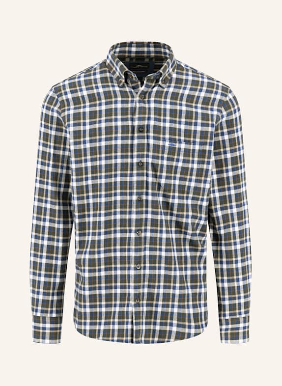 FYNCH-HATTON Flanellhemd Casual Fit ECRU / GRÜN / BLAU