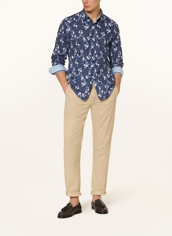 OLYMP Casual skjorte i regular fit i jeanslook MØRKEBLÅ / LYSEBLÅ
