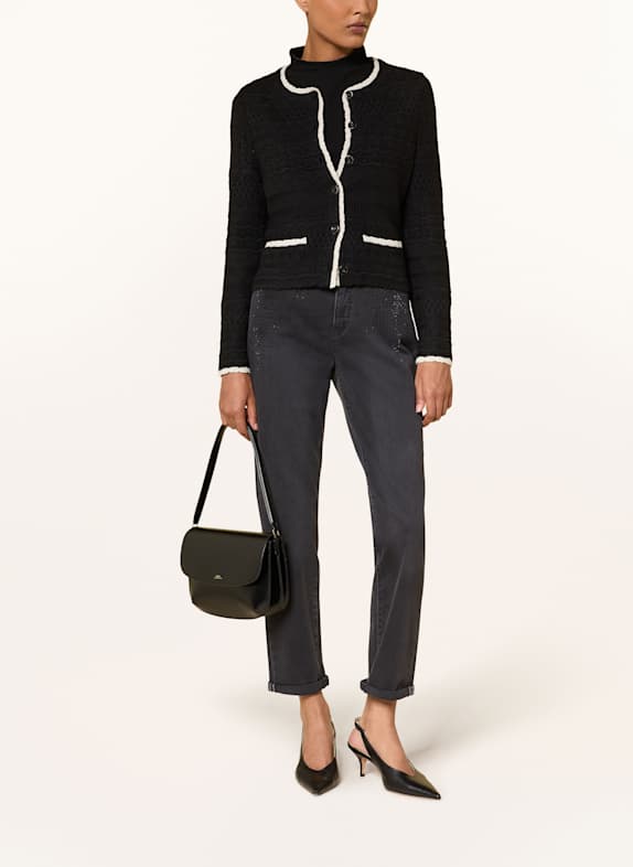 MARC CAIN Strickjacke SCHWARZ / WEISS