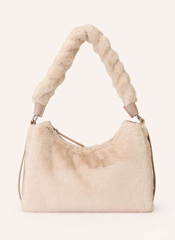 COCCINELLE Torba na ramię ze sztucznego futra KREMOWY